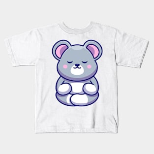 Cute baby mouse meditation cartoon Kids T-Shirt